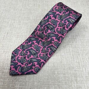 Vintage‎ Christian Dior Silk Tie Pink Blue Paisley Made in USA Woven in Italy